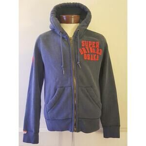 Superdry Mens Premium Fleece Hoodie Size Medium Gray Jacket Thick heavy hooded